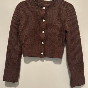 Chocolate Brown Knit Abercrombie Cardigan Size XXS